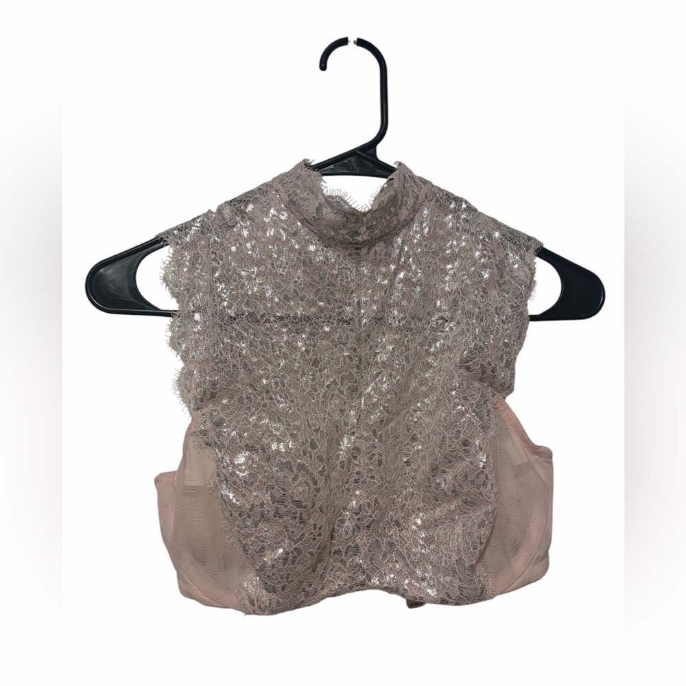 Victoria's Secret Dream Angels Pink & Silver Metallic High Halter Neck Bra